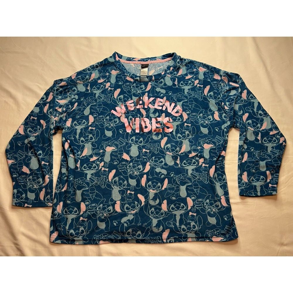 Disney Stitch Weekend Vibes Soft Pajama Shirt Cozy Core Vacation Relax Character